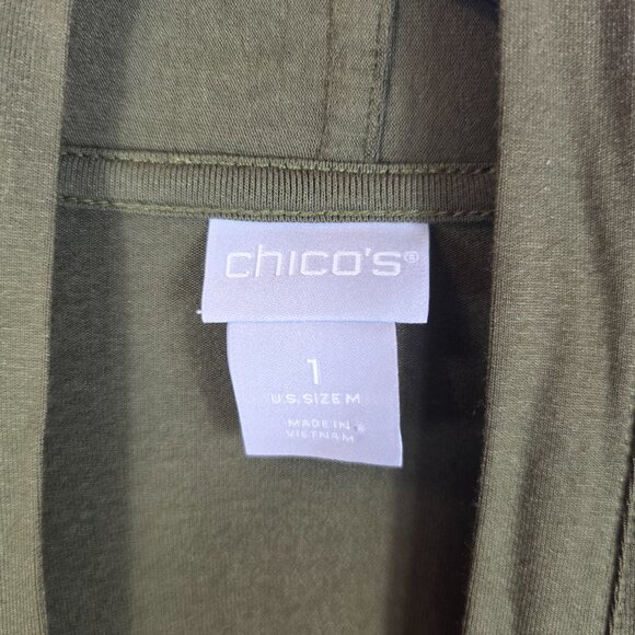 Chico's Olive Green Touch of Cool Knit Open Front Cardigan Women's Size Medium - Picture 5 of 13
